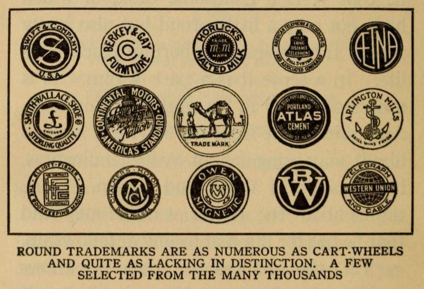 Round trademarks are as numerous as cart-wheels and quite as lacking in distinction. A few selected from the many thousands.