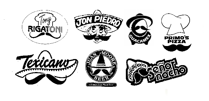 Mexican Italian mustache logos